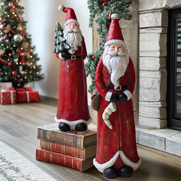 LARGE Traditional Santa Statues, Set of 2 Steal Day KAL