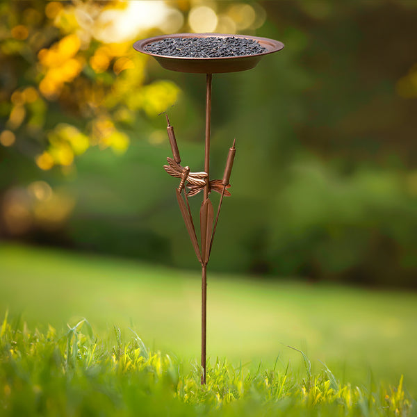 Copper Finish Bird Feeder Yard Stake KAL