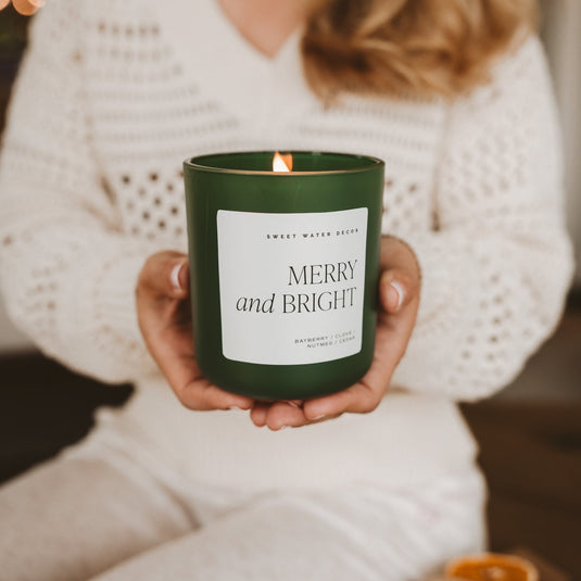 Merry and Bright Soy Candle - Green Matte Jar - 15 oz Collective Sweet Water Decor