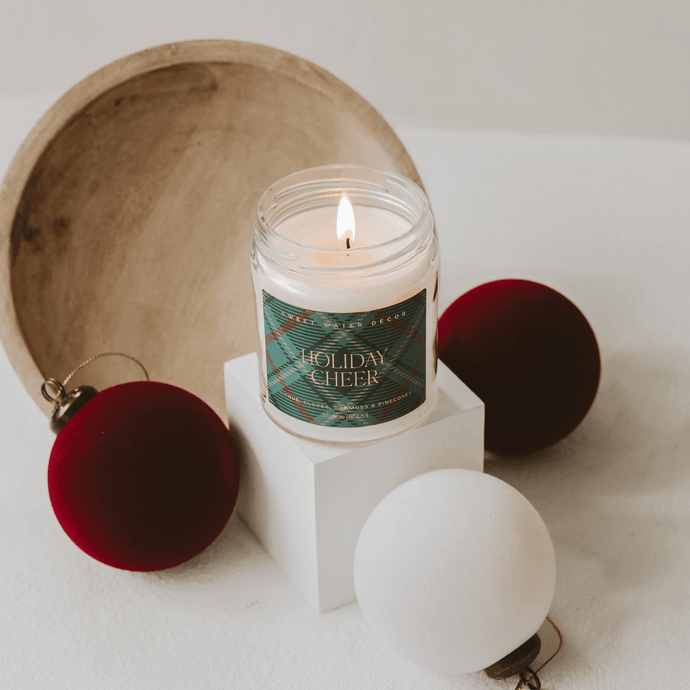 Holiday Cheer Soy Candle | 9oz. Clear Jar Collective Sweet Water Decor