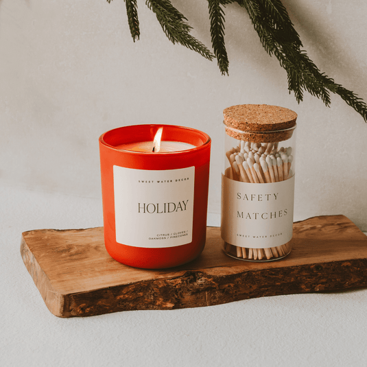 Holiday Soy Candle - Red Matte Jar - 15 oz Collective Sweet Water Decor