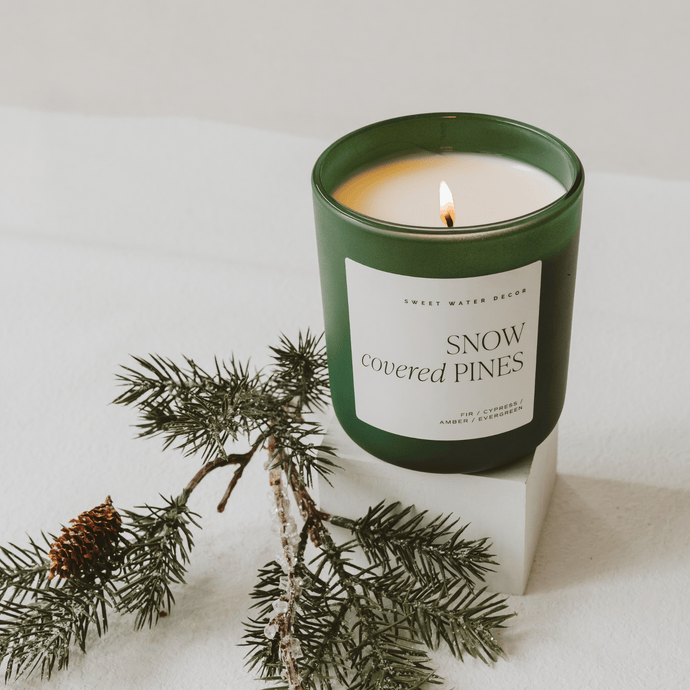 Snow Covered Pines Soy Candle - Green Matte Jar - 15 oz Collective Sweet Water Decor