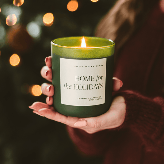 Home for the Holidays Soy Candle - Green Matte Jar - 15 oz Collective Sweet Water Decor