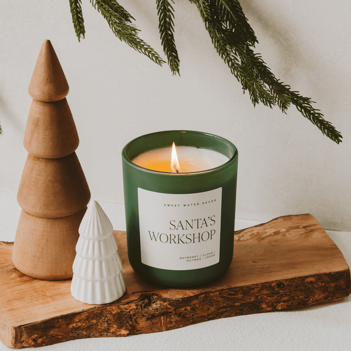 Santa's Workshop Soy Candle - Green Matte Jar - 15 oz Collective Sweet Water Decor