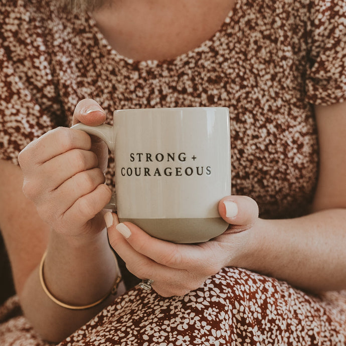 Strong and Courageous 14oz. Stoneware Coffee Mug Gift Sweet Water Decor