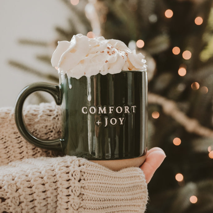 Comfort and Joy 14oz. Green Stoneware Coffee Mug Gift Sweet Water Decor