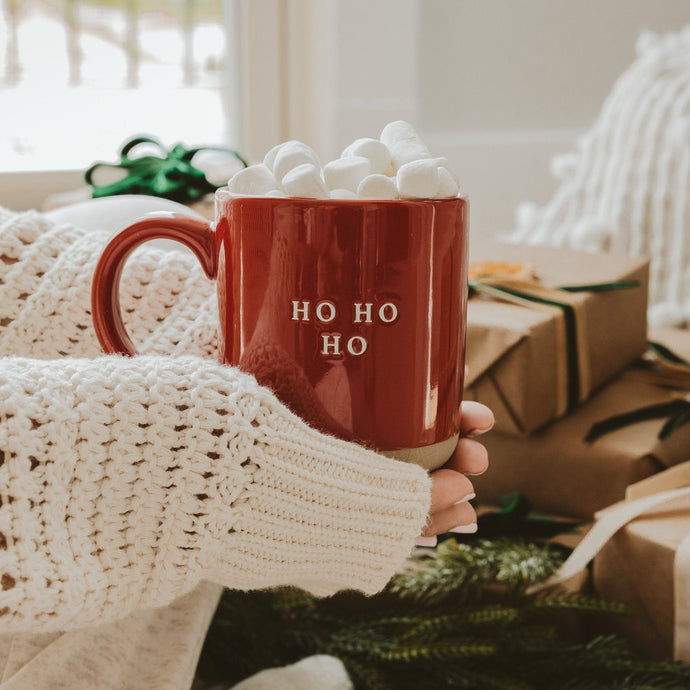 Ho Ho Ho 14oz. Red Stoneware Coffee Mug Gift Sweet Water Decor