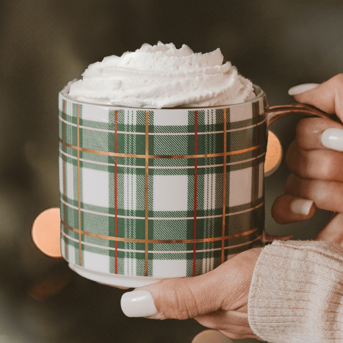 Green Plaid 17oz. Coffee Mug Gift Sweet Water Decor