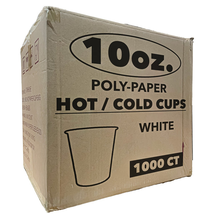 *WHOLESALE* 10 oz. - Disposable - White - Hot/Cold Cups | 1000 ct. Paper Cups VeZee