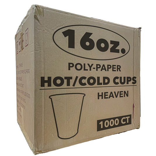 *WHOLESALE* 16 oz. - Disposable - Heaven - Hot/Cold Poly Papers Cups | 1000 ct. Paper Cups VeZee