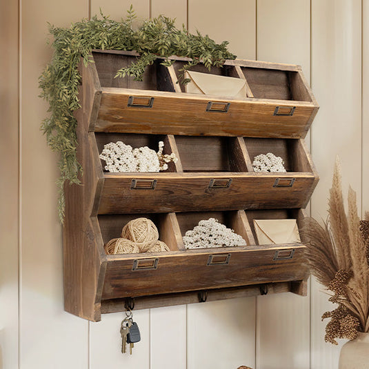 9 Cubby Entryway Wall Shelf with Hooks Whats trending RH