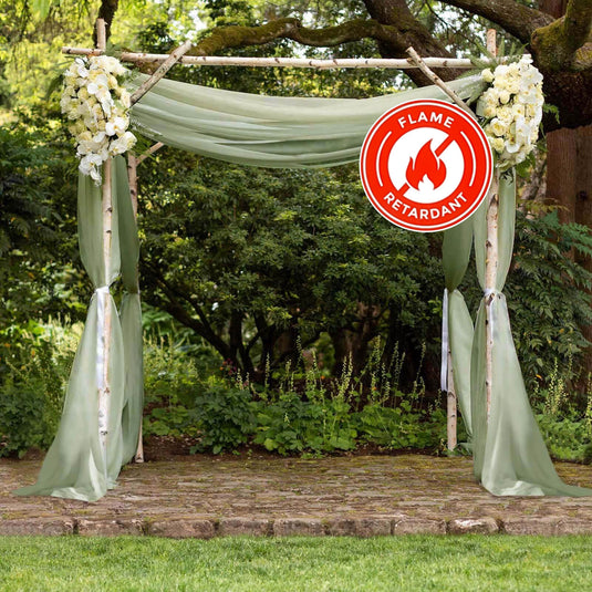 5ftx14ft Premium Dusty Sage Green Chiffon Curtain Panel, Durable Flame Resistant Backdrop Ceiling Drapery With Rod Pocket Backdrops HIER_5330