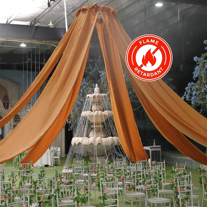 10ftx30ft Gold Sheer Ceiling Drape Curtain Panels Durable Flame Resistant Fabric Backdrops PROstorez Default Title