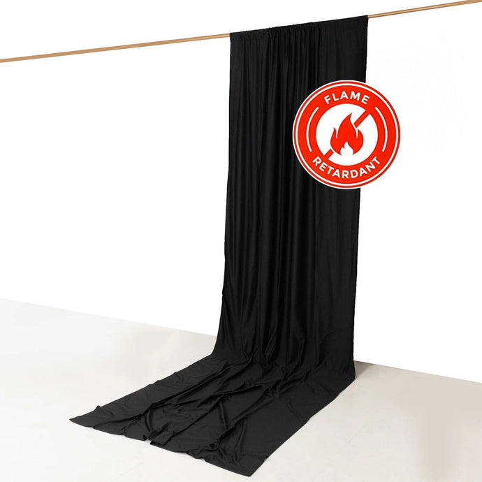 Black Scuba Polyester Event Curtain Drapes, Durable Flame Resistant Backdrop Event Panel Wrinkle Free with Rod Pockets - 5ftx14ft Backdrops HIER_5310