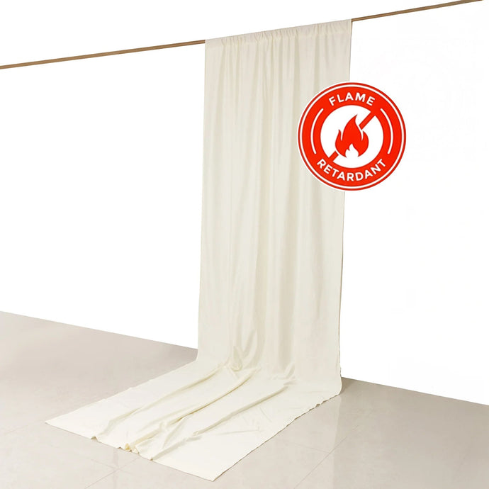 Ivory Scuba Polyester Event Curtain Drapes, Durable Flame Resistant Backdrop Event Panel Wrinkle Free with Rod Pockets - 5ftx14ft Backdrops HIER_5310