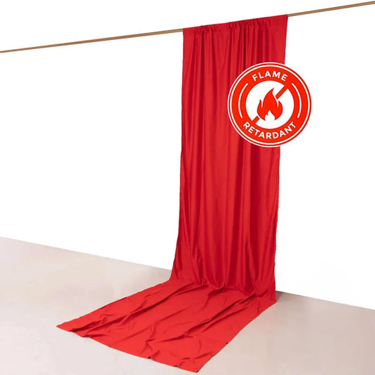 Red Scuba Polyester Event Curtain Drapes, Durable Flame Resistant Backdrop Event Panel Wrinkle Free with Rod Pockets - 5ftx14ft Backdrops HIER_5310