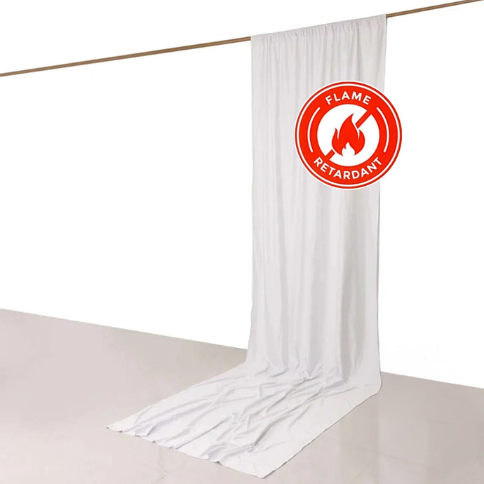 White Scuba Polyester Event Curtain Drapes, Durable Flame Resistant Backdrop Event Panel Wrinkle Free with Rod Pockets - 5ftx14ft Backdrops HIER_5310