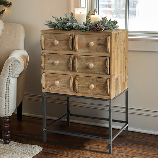 Natural Wood Cabinet with Six Drawers Whats trending VIP