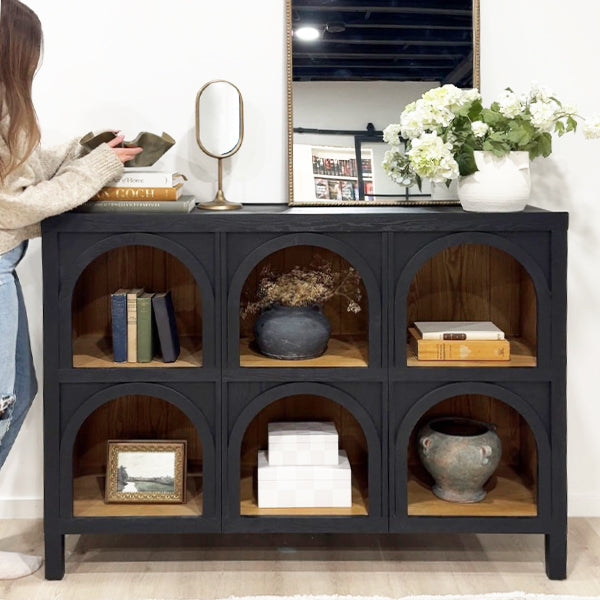 Black Wood Arched Storage Cabinet General ABH