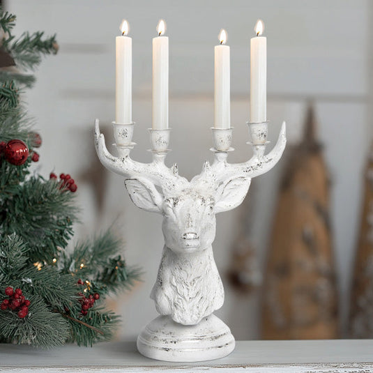 White Distressed Reindeer Candle Holder Whats trending TP