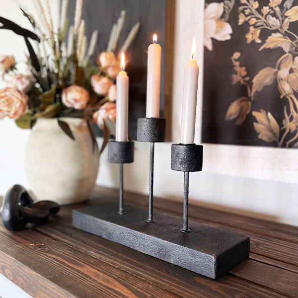 Distressed Black Metal Candle Holder General ABH