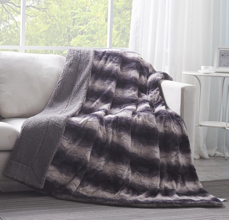 Load image into Gallery viewer, Luxury Black Striped Faux Fur Throw Blanket Gift Tache Home Fashion
