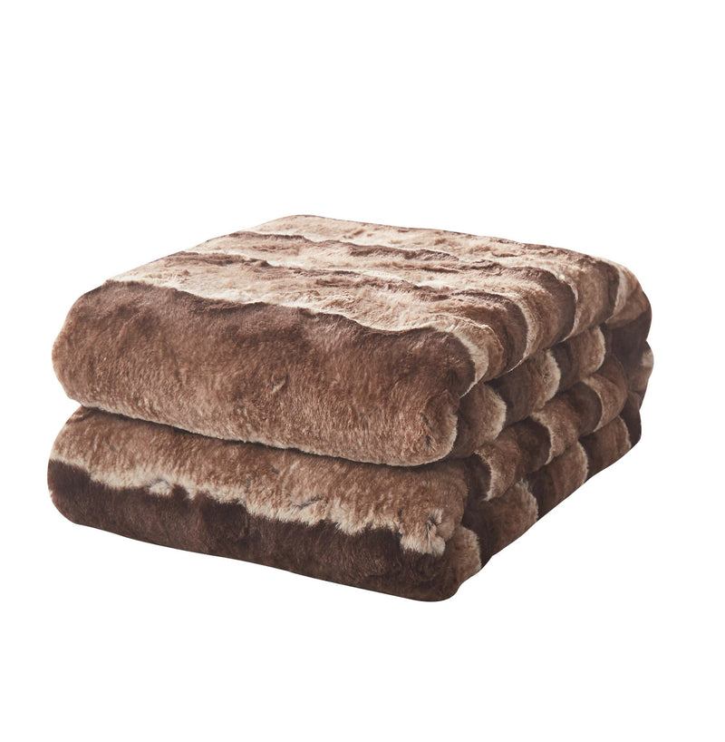 Load image into Gallery viewer, Golden Brown Faux Fur Sherpa Throw Blanket Gift Tache Home Fashion
