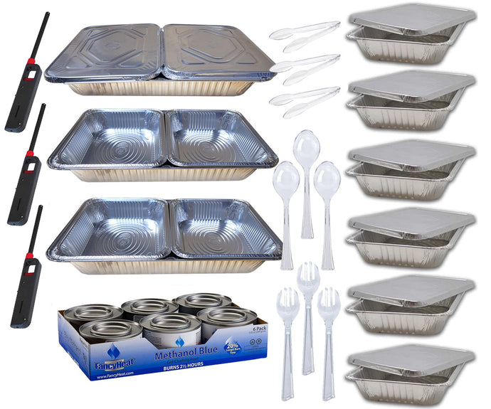 33PC Buffet Serving Kit Disposable Aluminum Refill Chafing Dish Buffet Serving kit (RACKS NOT INCLUDED) Disposable VeZee