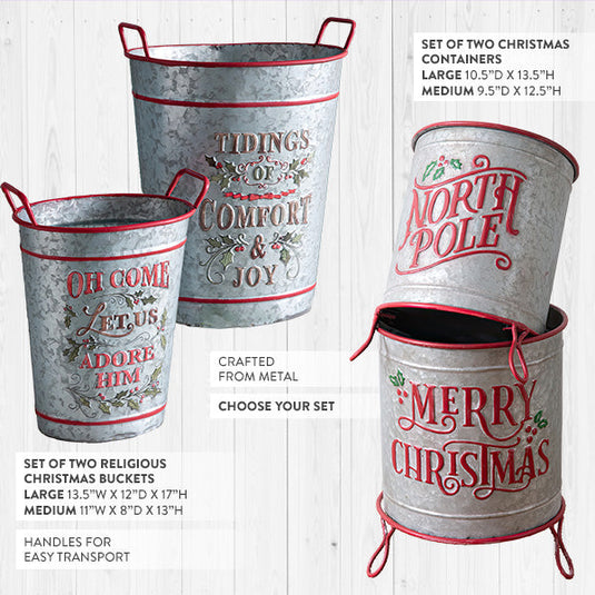 Metal Christmas Storage Containers, Set of Two, Choose Your Style General CT