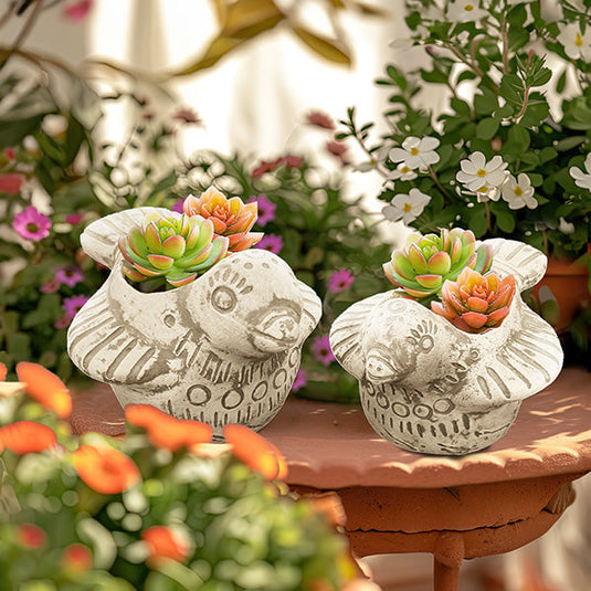 Handmade Sculpted Bird Clay Planters, Set of 2 Whats trending CIMA