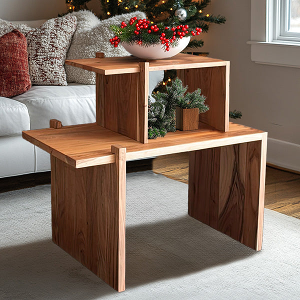 Adjustable Acacia Wood Coffee Table with Matching Riser Option Whats trending KAL