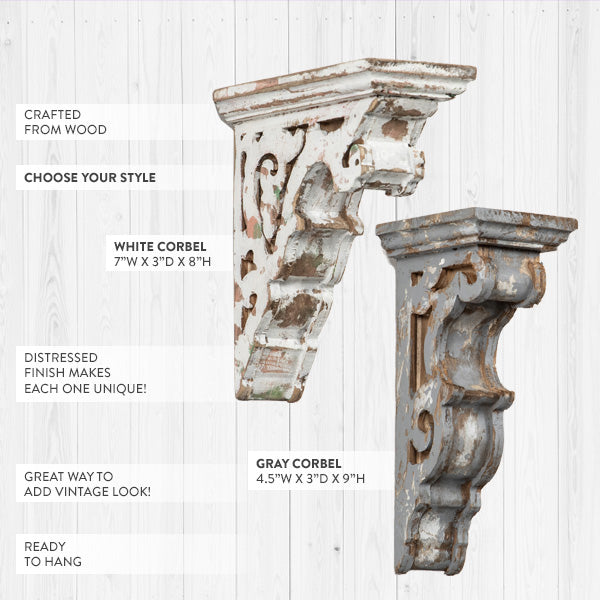 Load image into Gallery viewer, Antique Inspired Distressed Wooden Corbel, Pick Your Style Sale RH
