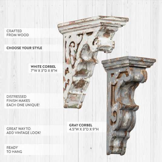 Antique Inspired Distressed Wooden Corbel, Pick Your Style Sale RH