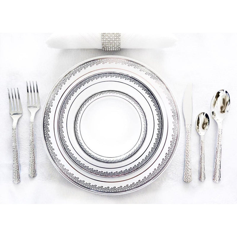 Load image into Gallery viewer, Glamour Collection Extra Heavyweight Disposable Tea Spoons Silver Tablesettings Decorline
