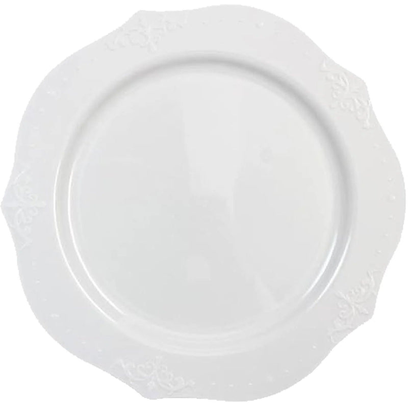 Load image into Gallery viewer, BULK Antique collection Plastic Dinner Plates White 10&quot; Tablesettings Decorline
