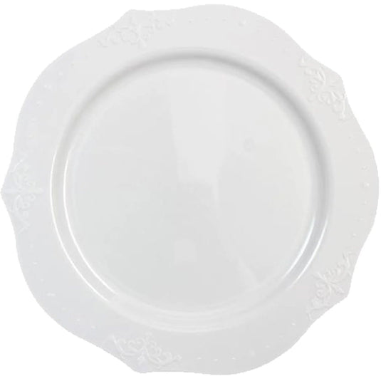 BULK Antique collection Plastic Dinner Plates White 10" Tablesettings Decorline