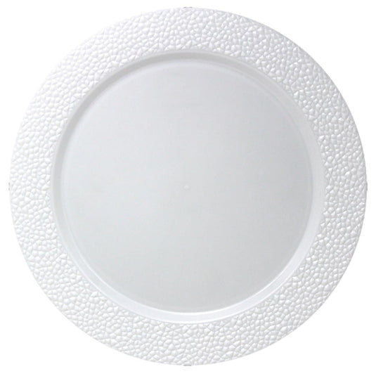 Charger Hammered Design Plates White 13" 2CT Tablesettings Decorline