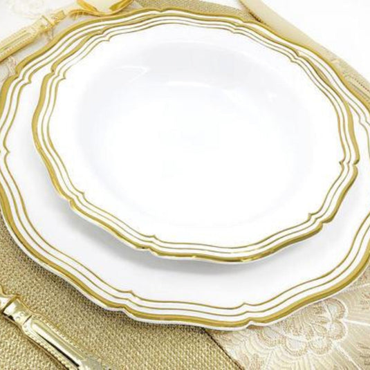 Aristocrat Collections Salad Plate White & Gold 7.5" Disposable Plates Decorline