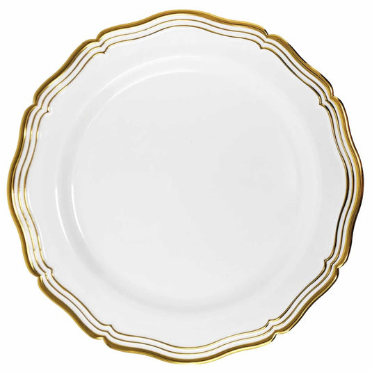 Aristocrat Collections Dinner Plate White & Gold 10" Disposable Plates Decorline