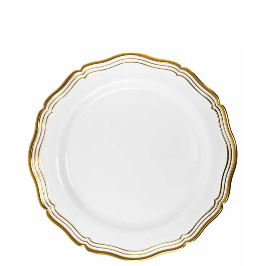 Aristocrat Collections Salad Plate White & Gold 7.5" Disposable Plates Decorline