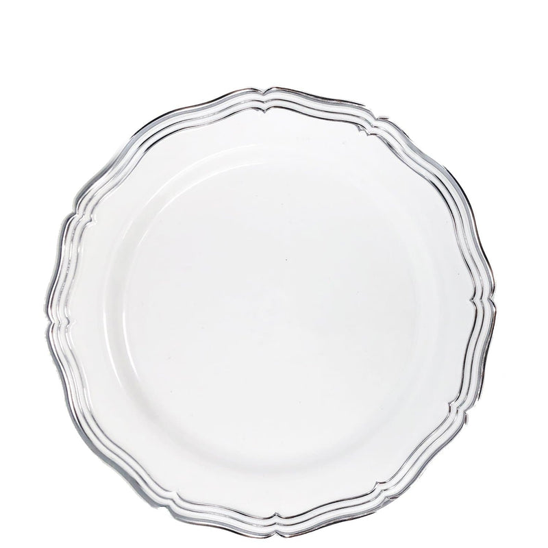 Load image into Gallery viewer, Aristocrat Collections Salad Plate White &amp; Silver 7.5&quot; Disposable Plates Decorline
