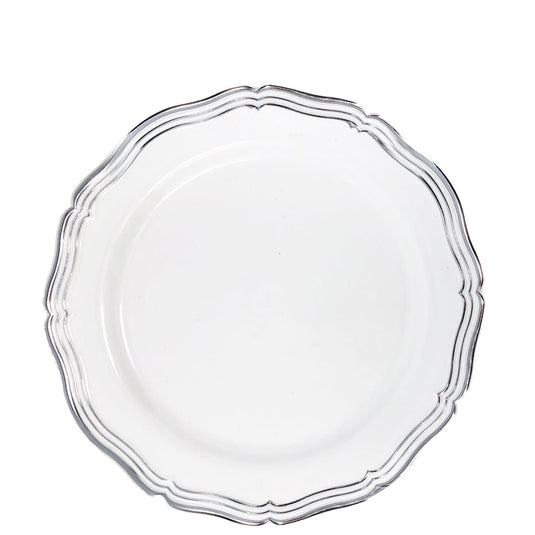 Aristocrat Collections Salad Plate White & Silver 7.5" Disposable Plates Decorline