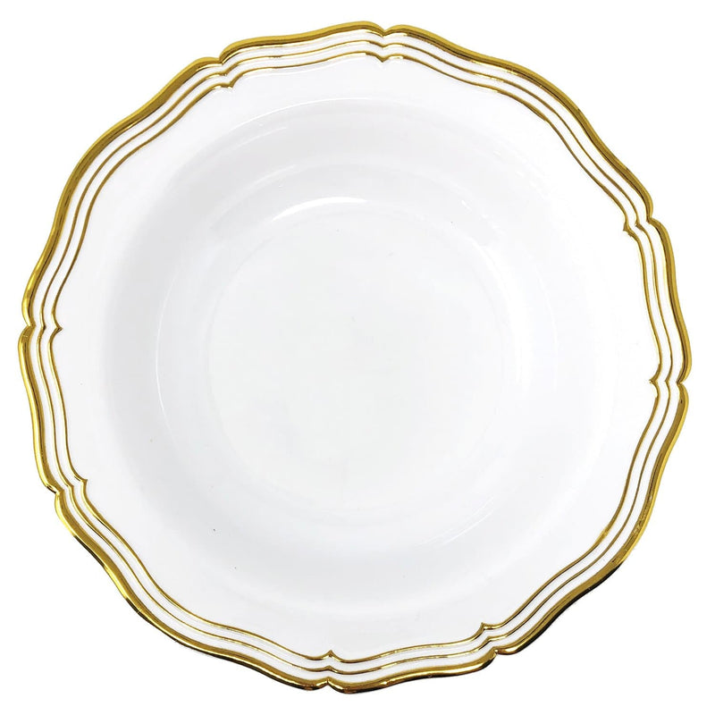 Load image into Gallery viewer, Aristocrat Collection Plastic Soup Bowls White &amp; Gold 7.5 inches Tablesettings Decorline
