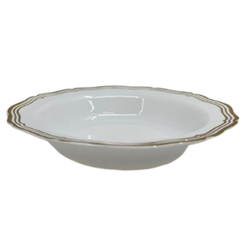 Load image into Gallery viewer, Aristocrat Collection Plastic Soup Bowls White &amp; Gold 7.5 inches Tablesettings Decorline
