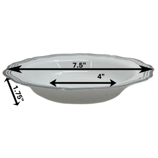 Aristocrat Collection Plastic Soup Bowls White & Silver 7.5 inches Tablesettings Decorline