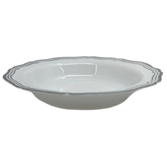 Aristocrat Collection Plastic Soup Bowls White & Silver 7.5 inches Tablesettings Decorline