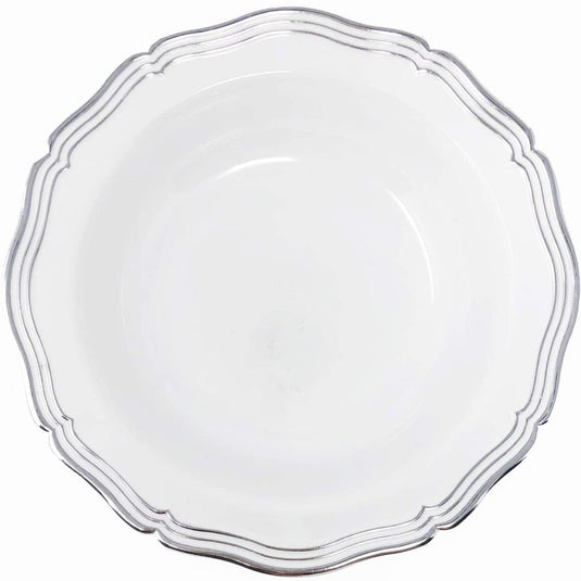 Aristocrat Collection Plastic Soup Bowls White & Silver 7.5 inches Tablesettings Decorline