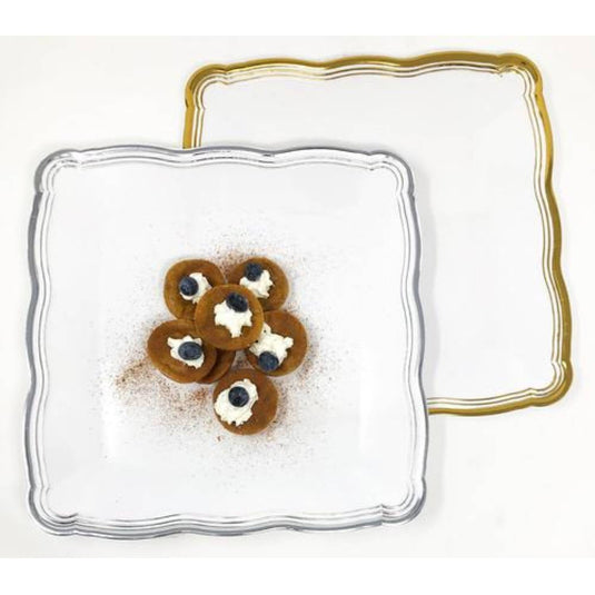 Aristocrat Collection Square Serving Trays White & Gold 12” x 12” Serverware Decorline