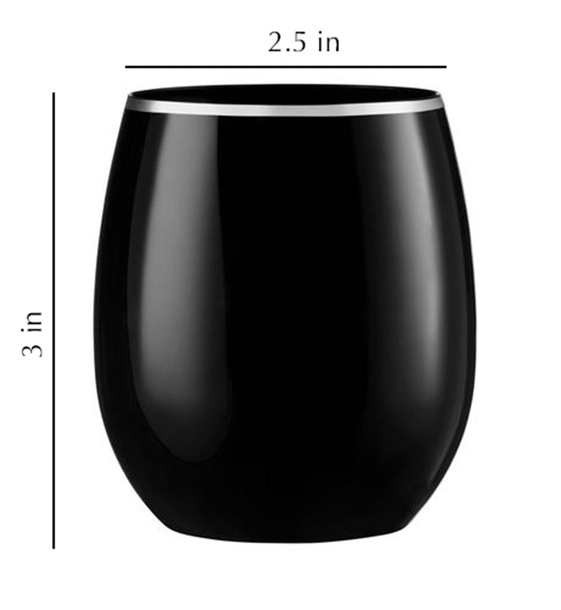 Load image into Gallery viewer, Stemless Plastic Wine Goblet 12oz Black / Silver Rim Wine Goblets Decorline
