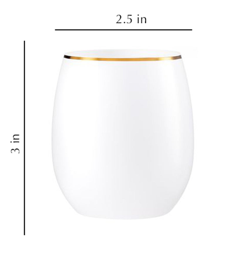 Load image into Gallery viewer, Stemless Plastic Wine Goblet 12oz White / Gold Rim Wine Goblets Decorline
